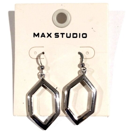 Elegant Silver tone Hexagon Shaped Drop Dangle Earrings, Women's Fashion Jewelry - Picture 1 of 8